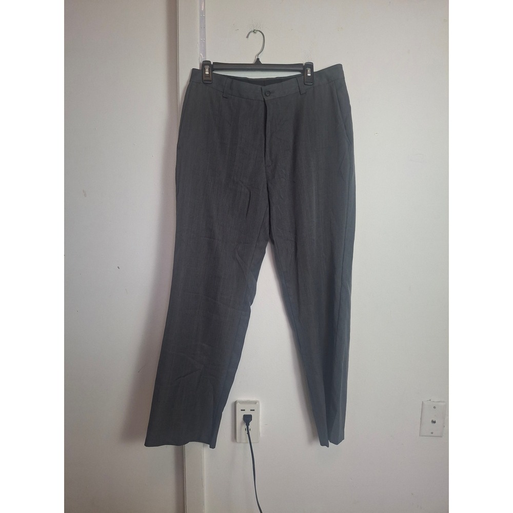 Straight Fit Charcoal Gray Dress Pants Flat Front Trousers 36x30 CT23BK